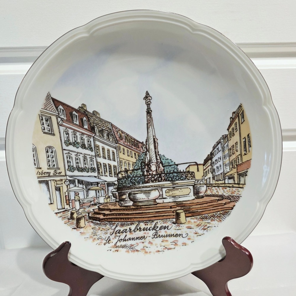 Villeroy & Boch Saarbrucken Germany Collector Plate St Johanner‎ Brunnen 7.75in
